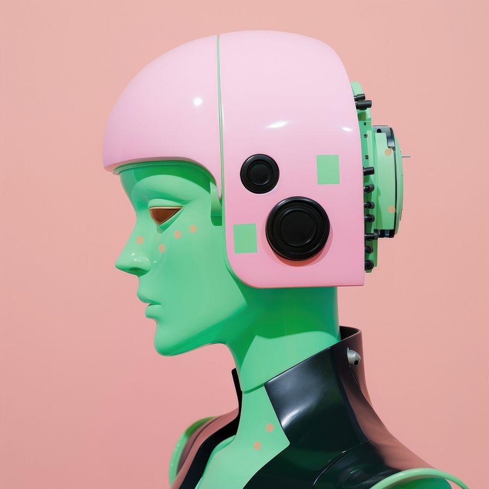 Portrait photo of the cybernatic robot female person adult.