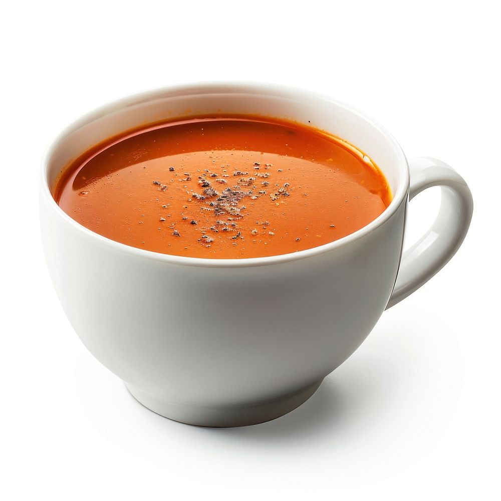 Cup of tomato soup porcelain pottery ketchup.