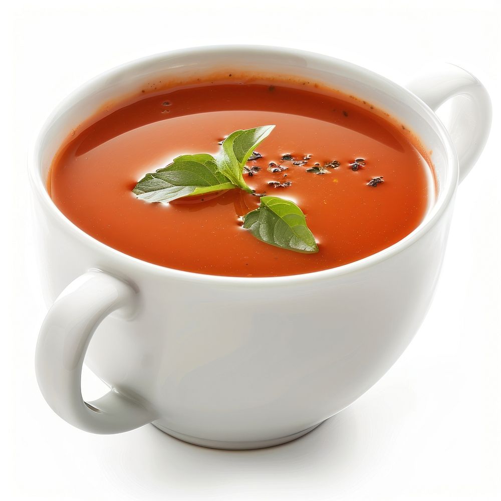 Cup of tomato soup food meal dish.