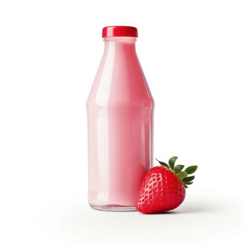 Strawberry milk bottle beverage produce ketchup.