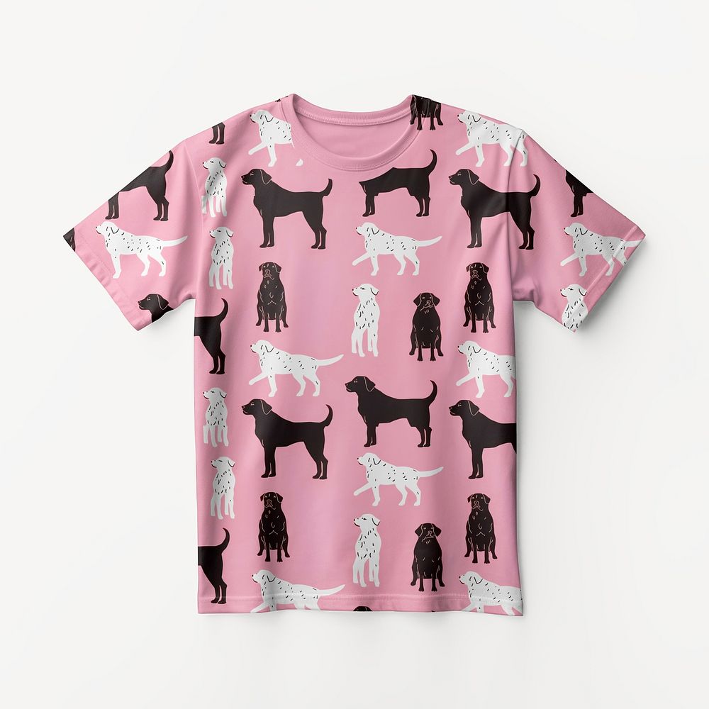 Dog patterned pink t-shirt