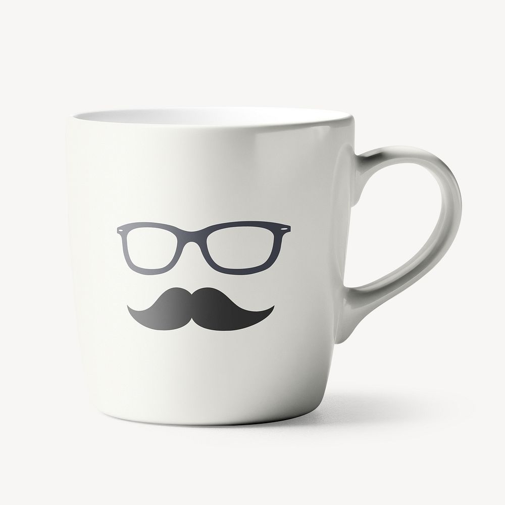 Mustache ceramic mug mockup psd