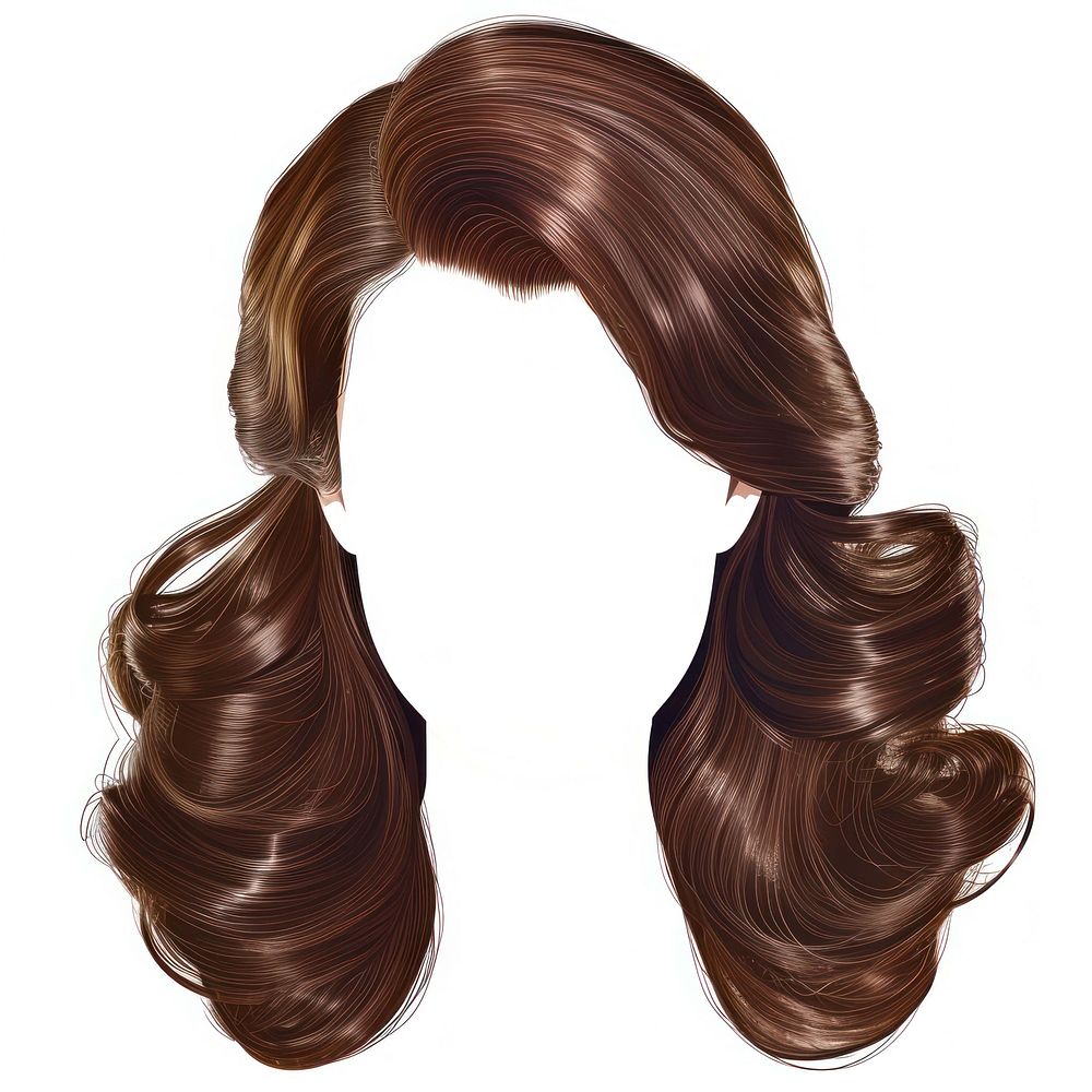 Brown hair stlye adult face white background.