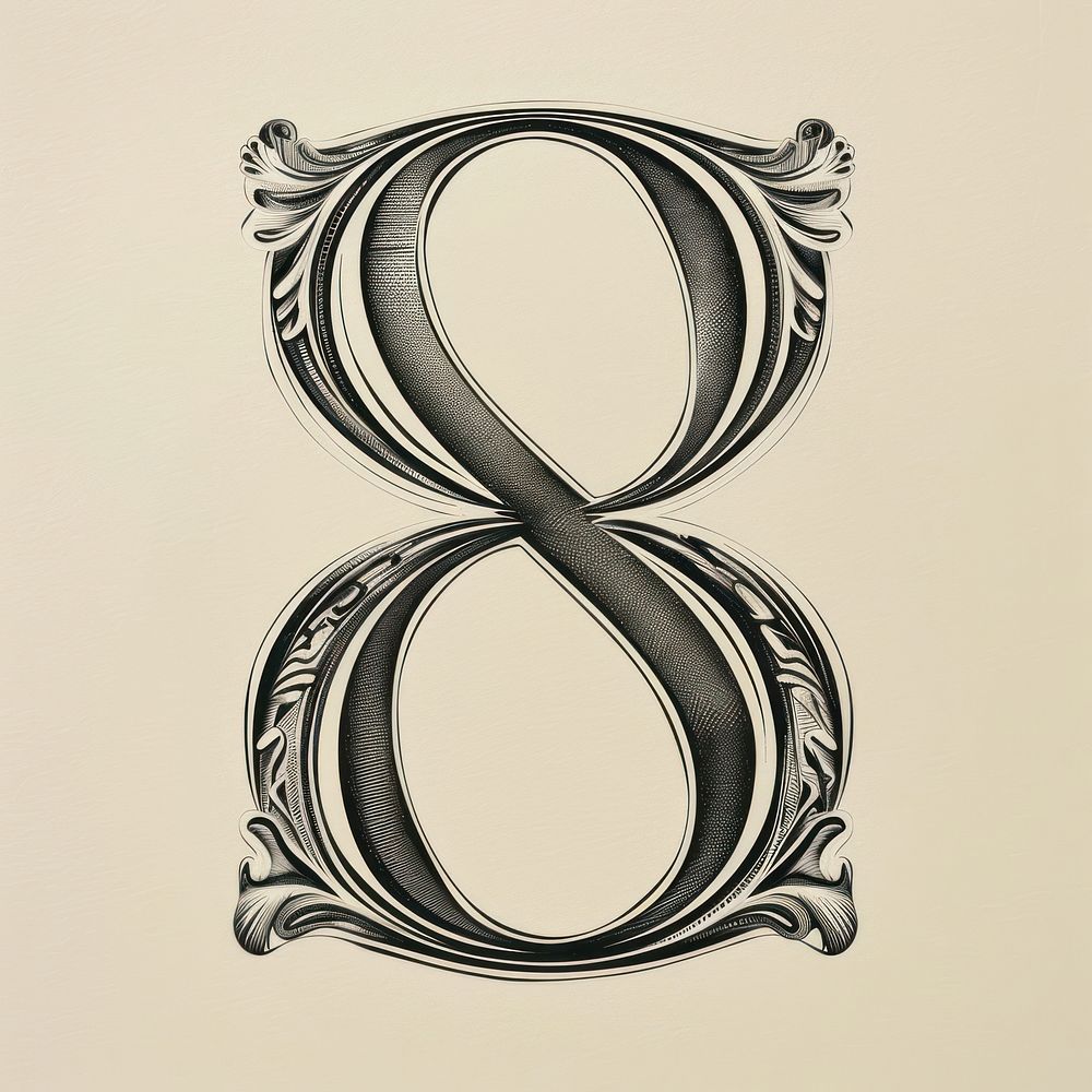 8 Number alphabet number ampersand symbol.