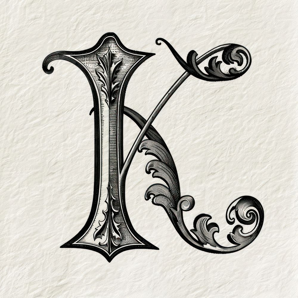 K letter alphabet art illustrated graphics.