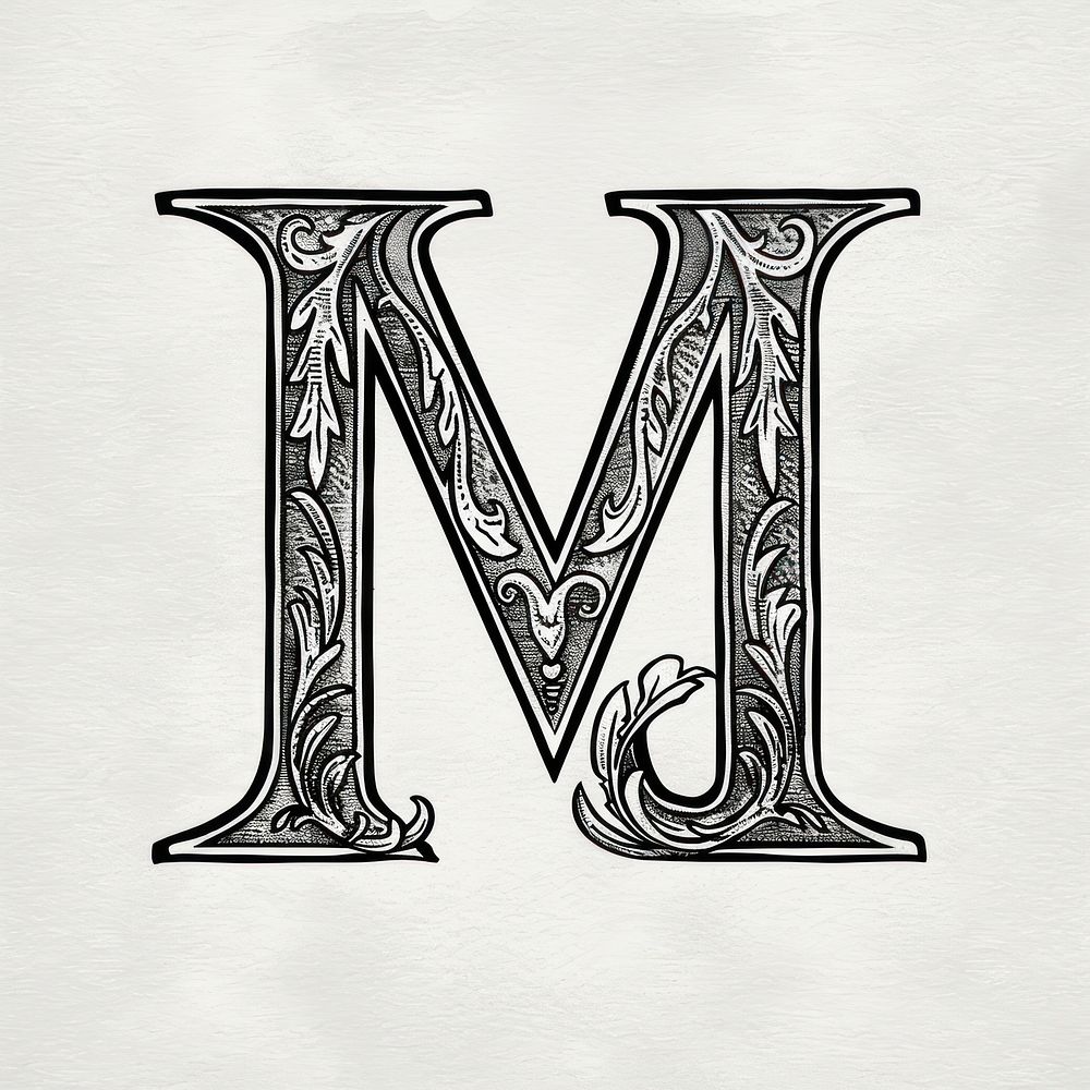 M letter alphabet art weaponry symbol.