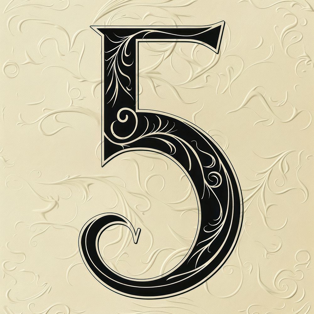 Number 5 alphabet number symbol text.