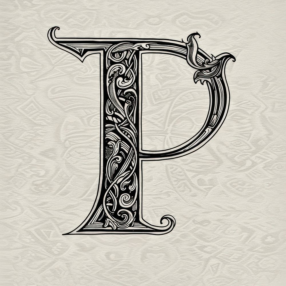 P letter alphabet art illustrated drawing.