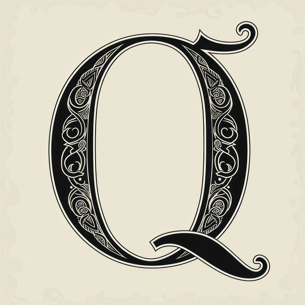 Q letter alphabet art calligraphy handwriting.