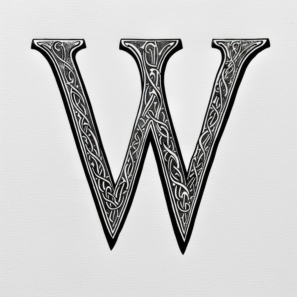 W letter alphabet weaponry dagger symbol.