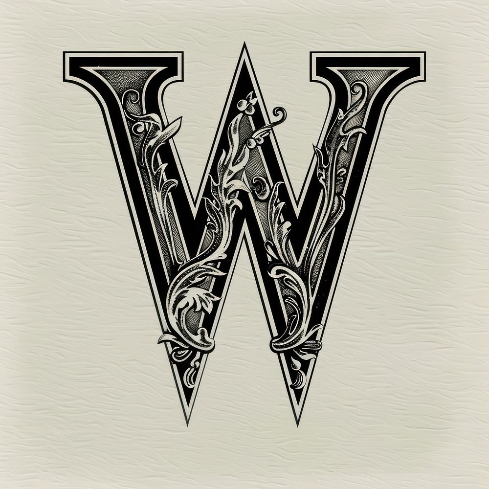 W letter alphabet weaponry symbol logo.