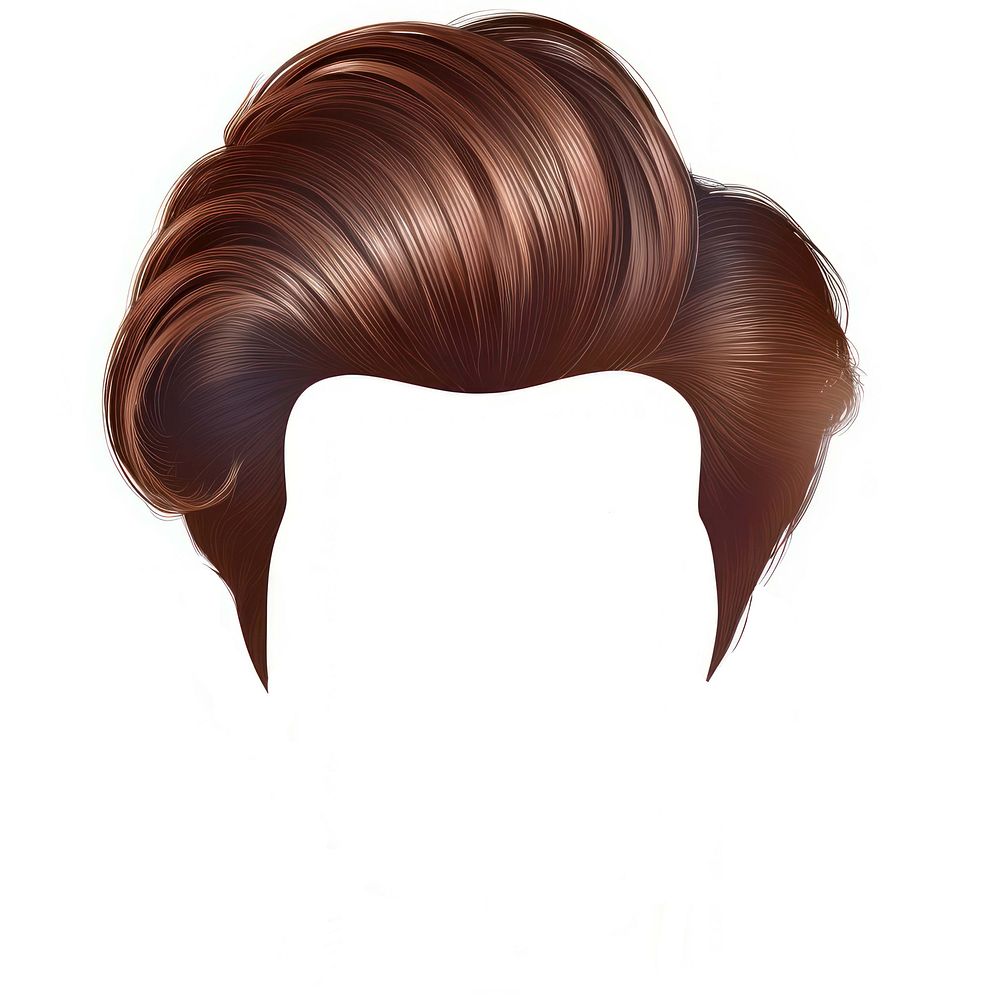 Brown fade stlye adult hair white background.