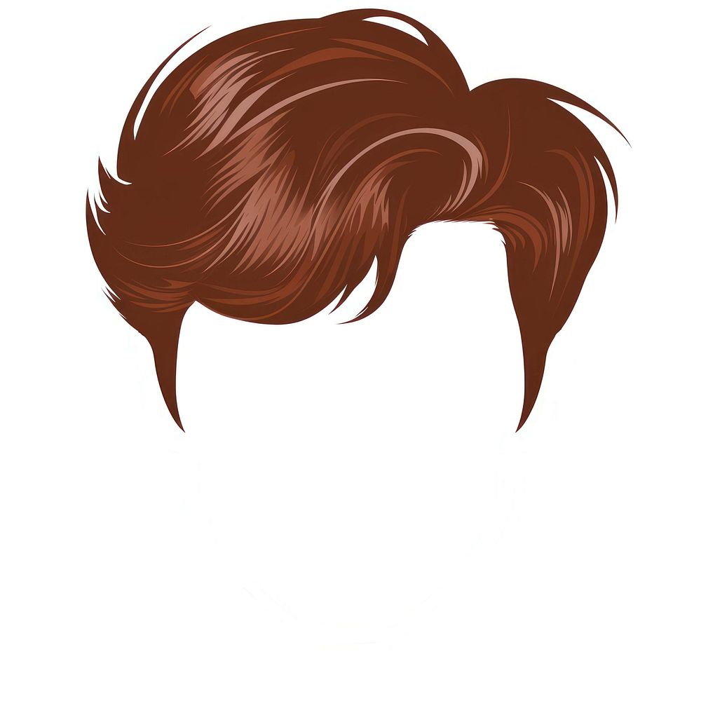 Brown man hair stlye face white background front view.