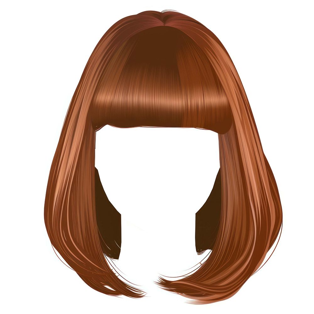 Brown bob hair stlye wig white background front view.