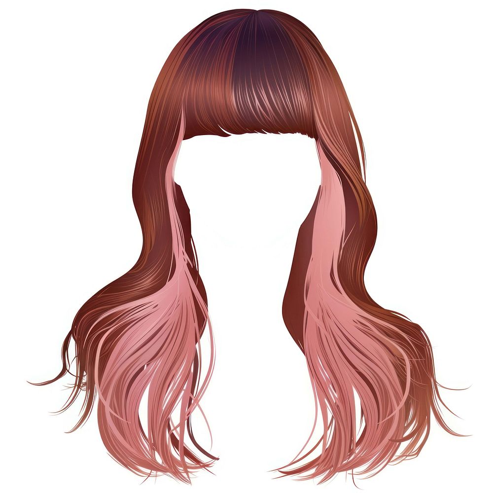 Pink brown hair stlye adult wig white background.