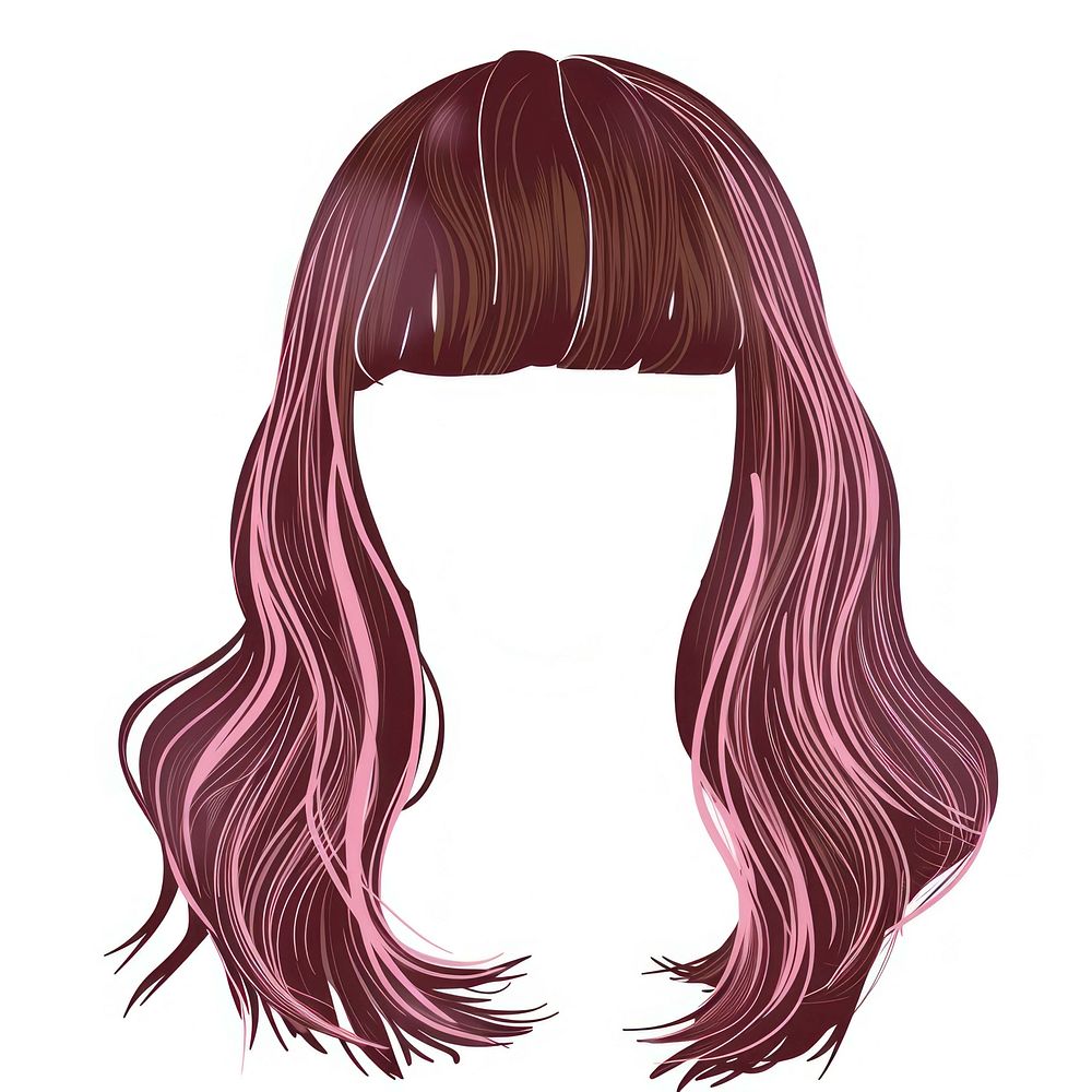 Pink brown hair stlye adult wig white background.