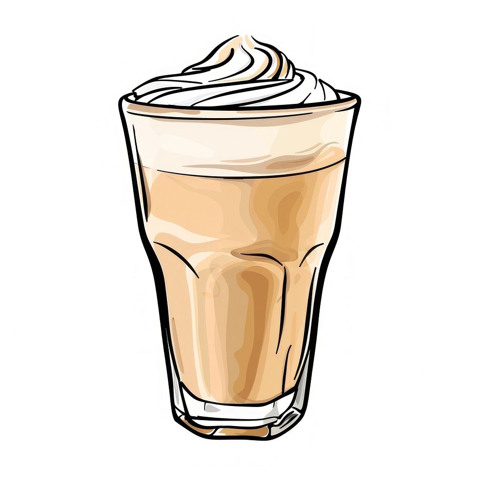 A cartoon-like drawing of a latte milkshake beverage smoothie.
