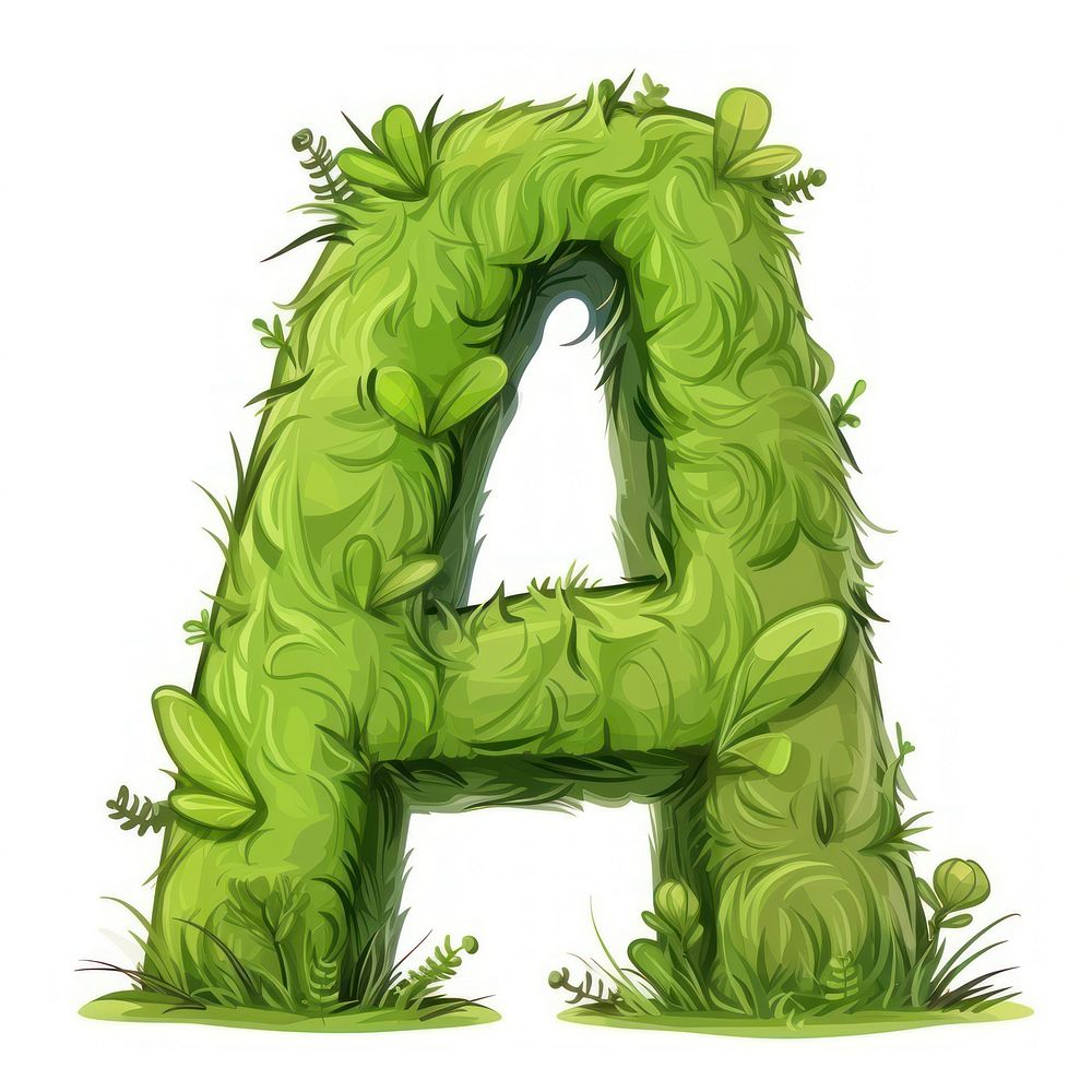 Letter A cartoon green font.