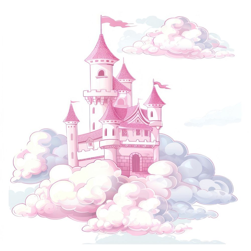 Cartoon princess castle architecture illustrated building.