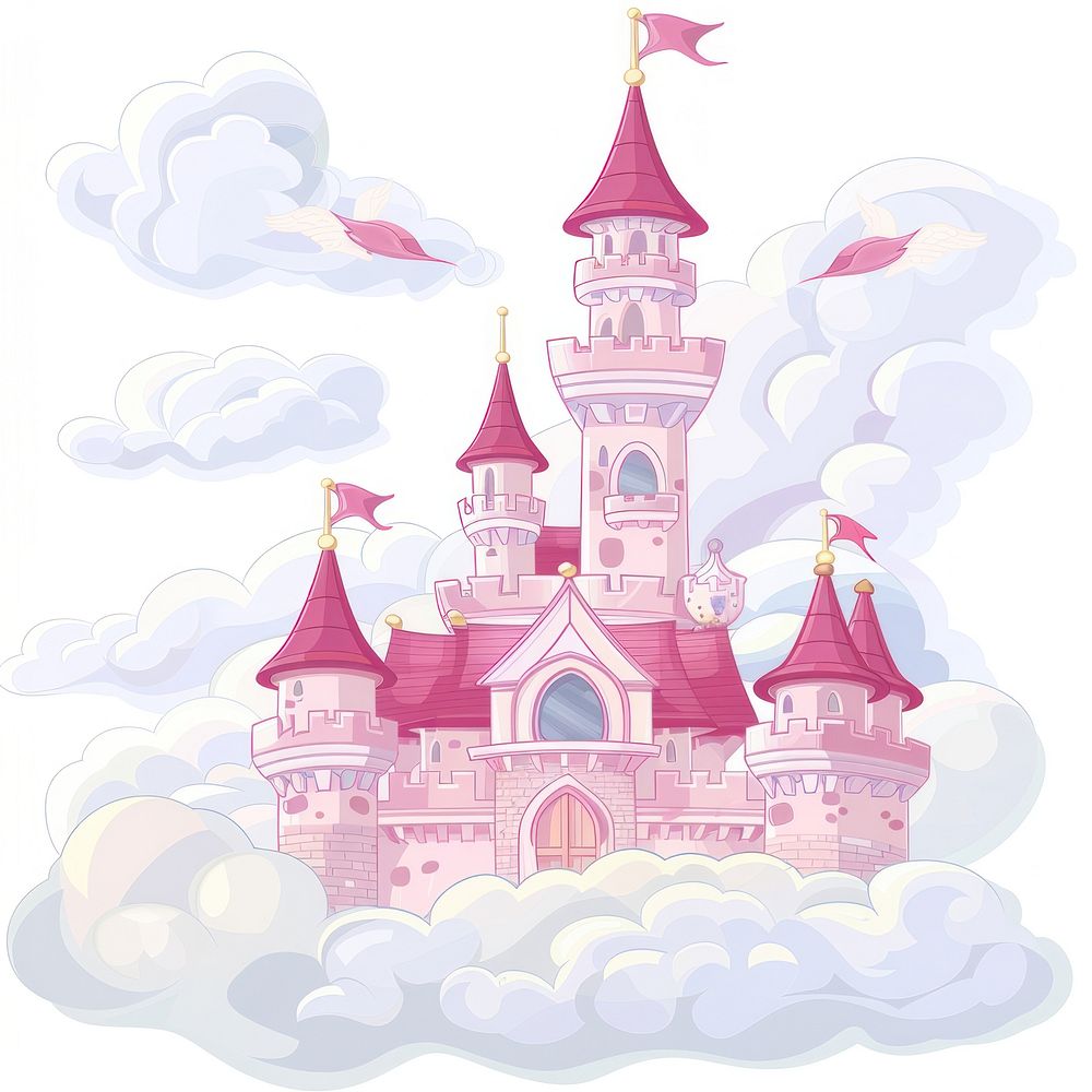 Cartoon princess castle architecture illustrated building.