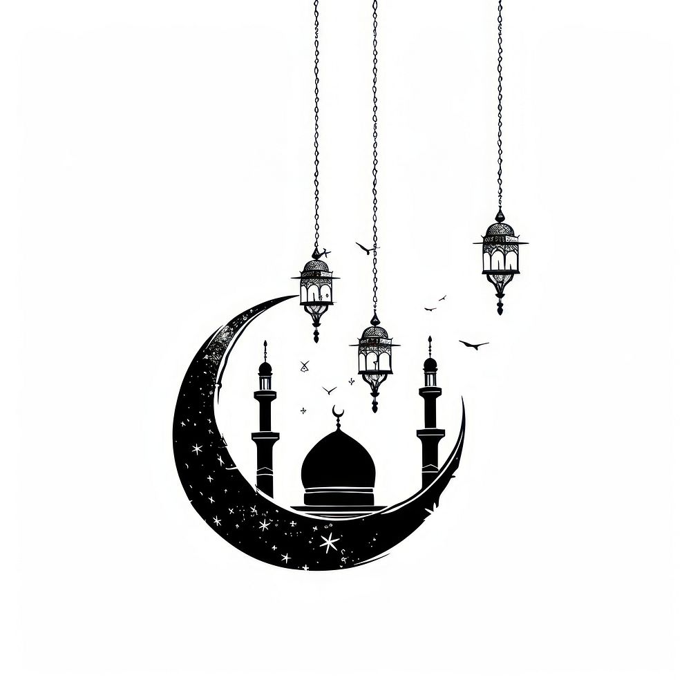 Crescent moon with mosque accessories chandelier accessory.