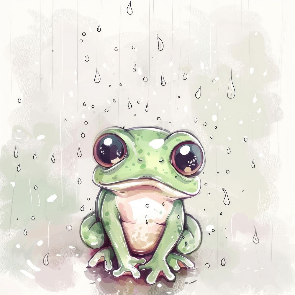 Cute cartoon frog character amphibian wildlife jacuzzi.