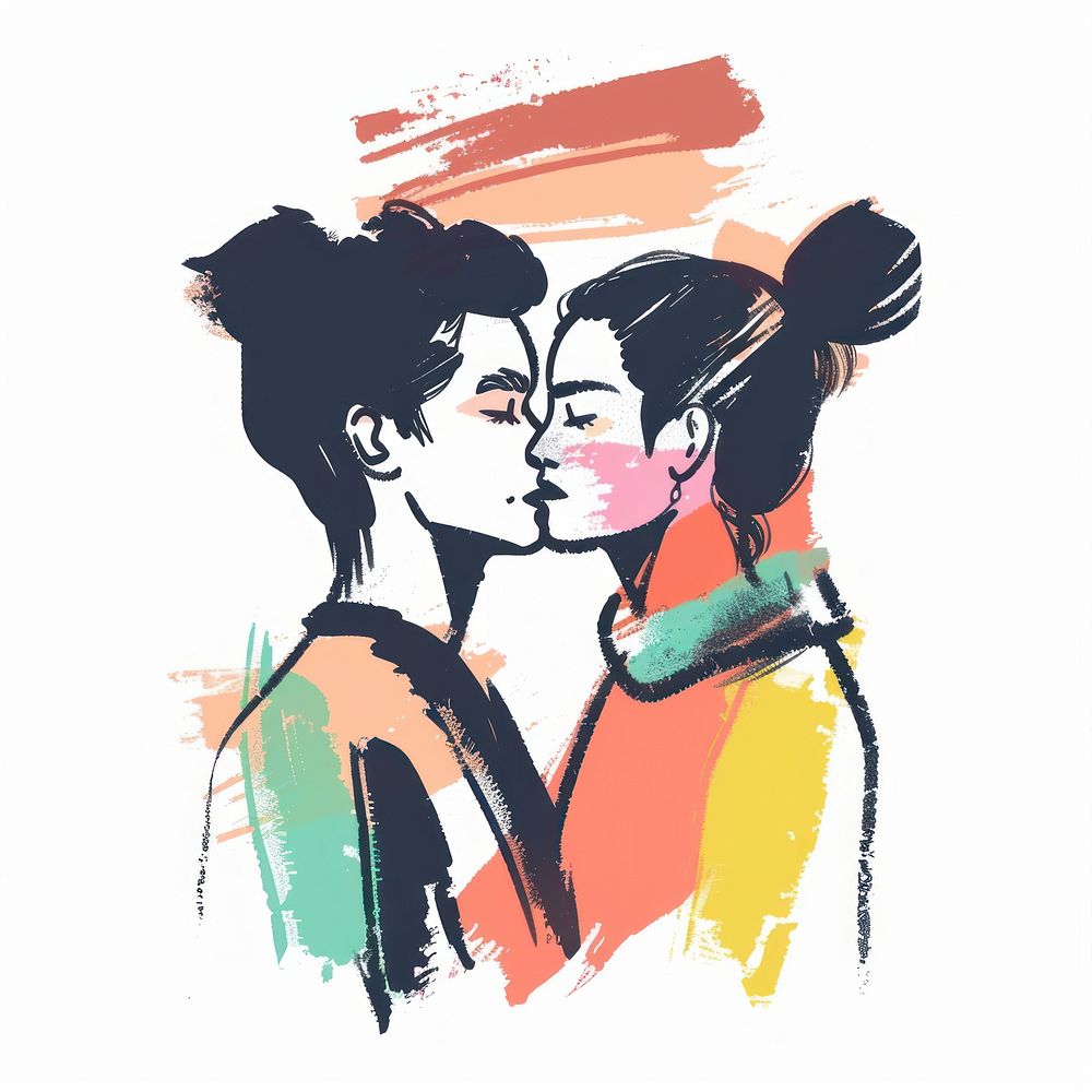 Lgbtq couple illustrated graphics painting.