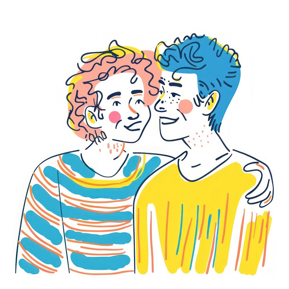 Lgbtq couple illustrated performer drawing.