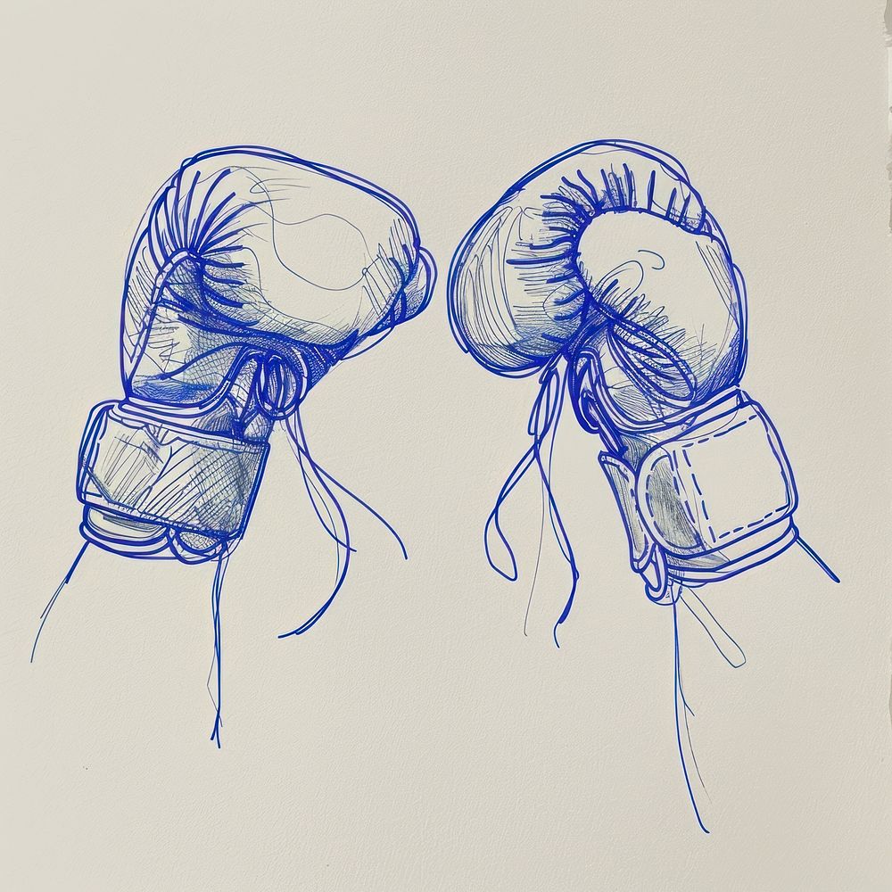 Boxing gloves fight illustrated drawing sketch.