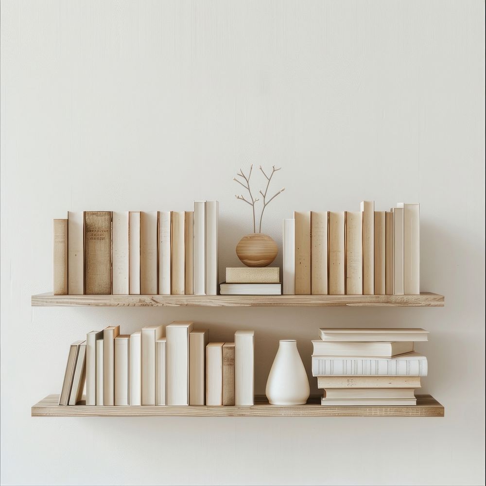 Minimal bookshelf furniture bookcase plant.