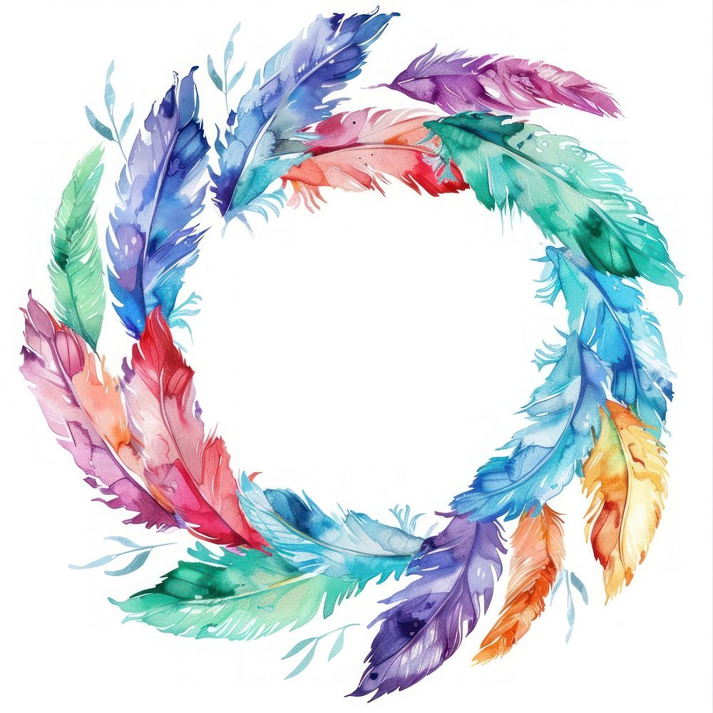 Watercolor feathers wreath accessories accessory clothing.