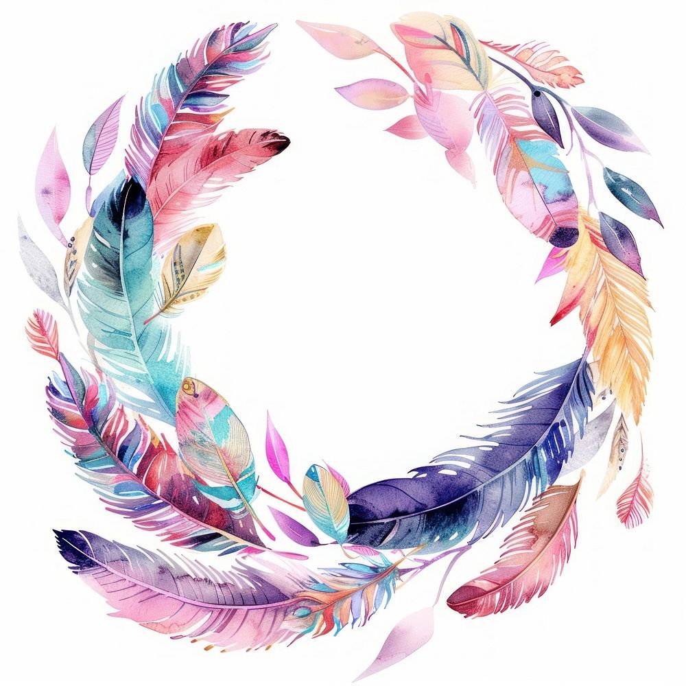Watercolor feathers wreath art accessories accessory.