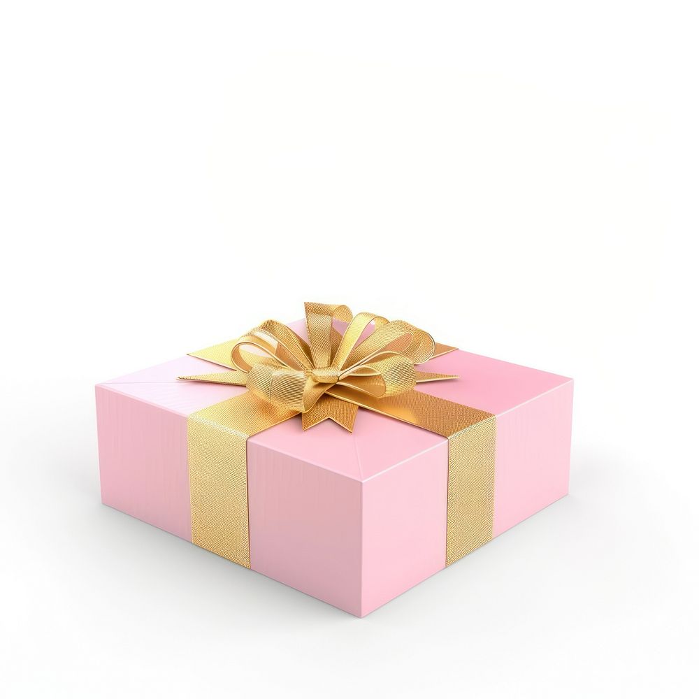 Opened pink Gift Boxe with Gold Ribbon Gift Bow gift box.