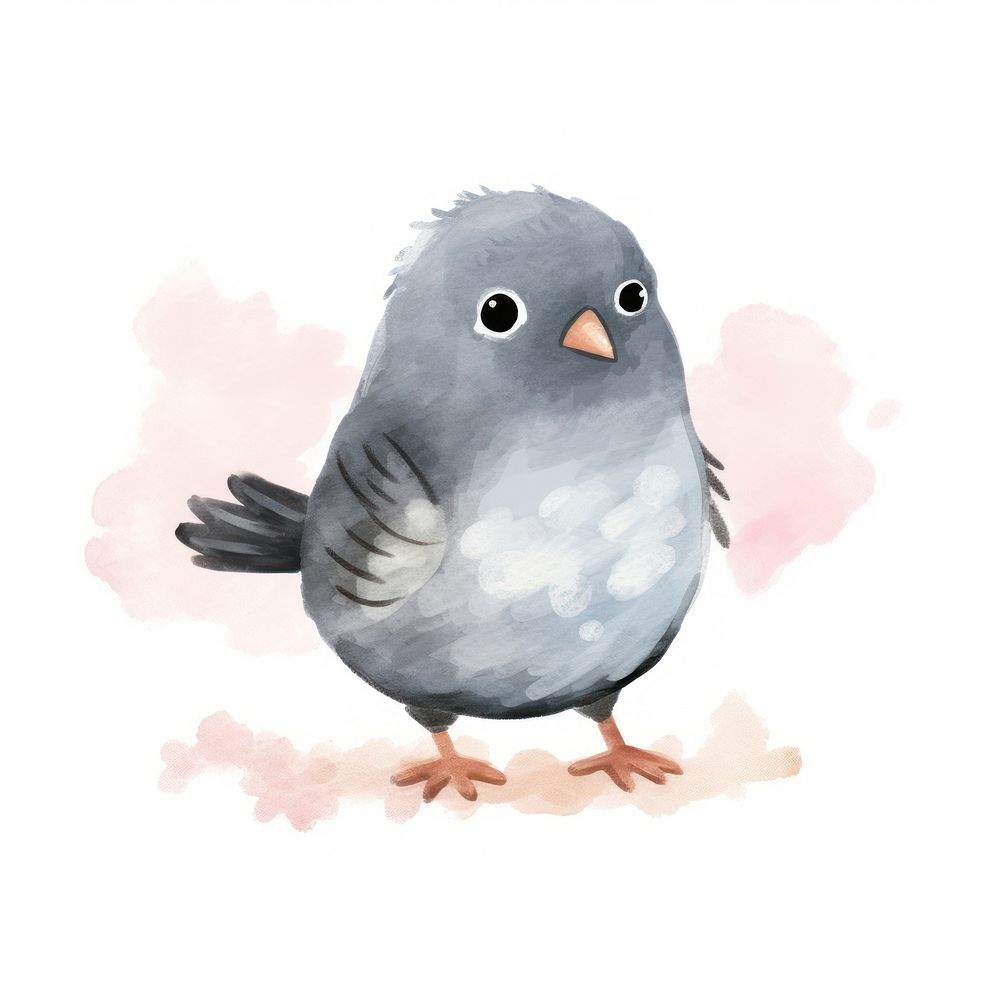 Pigeon in the style of frayed chalk doodle illustrated drawing animal.