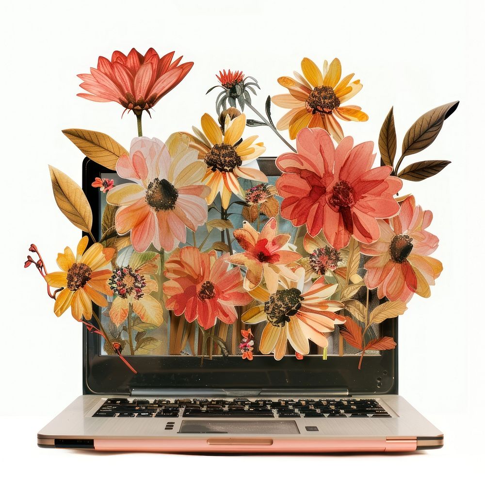 Flower Collage laptop flower electronics asteraceae.