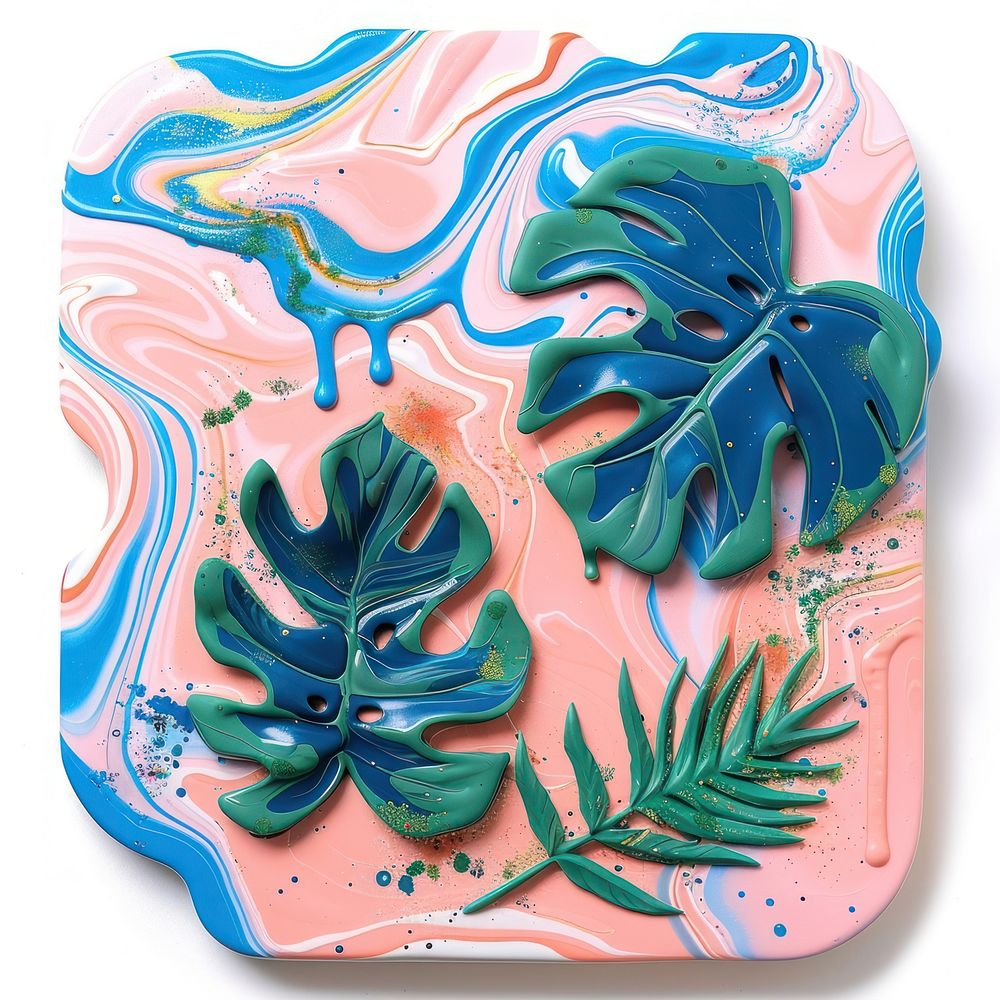 Acrylic pouring tropical plants confectionery accessories accessory.