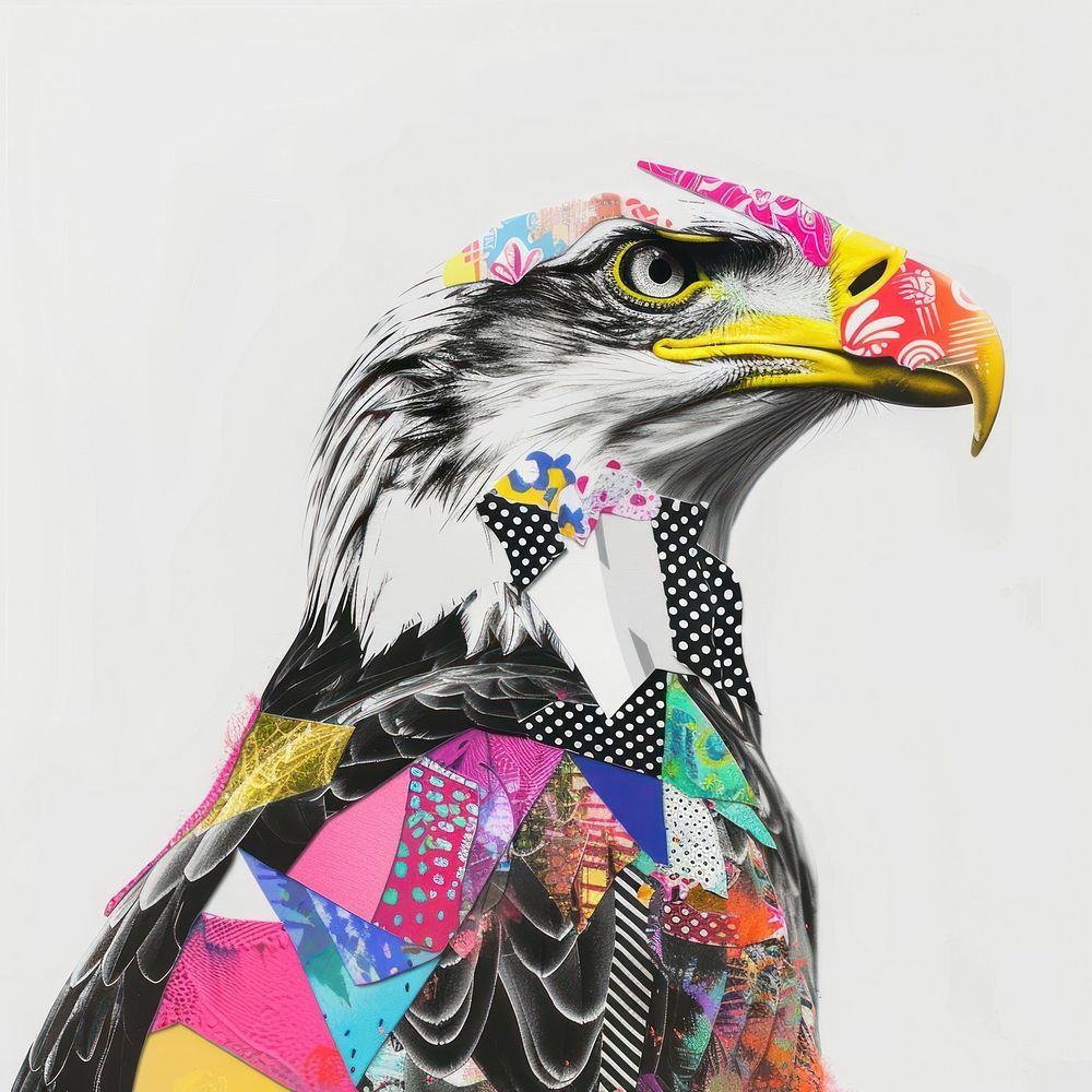 Paper collage of eagle animal beak bird.