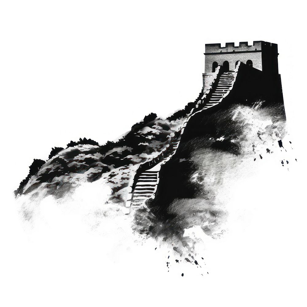 China famous landmark great wall architecture illustrated staircase.
