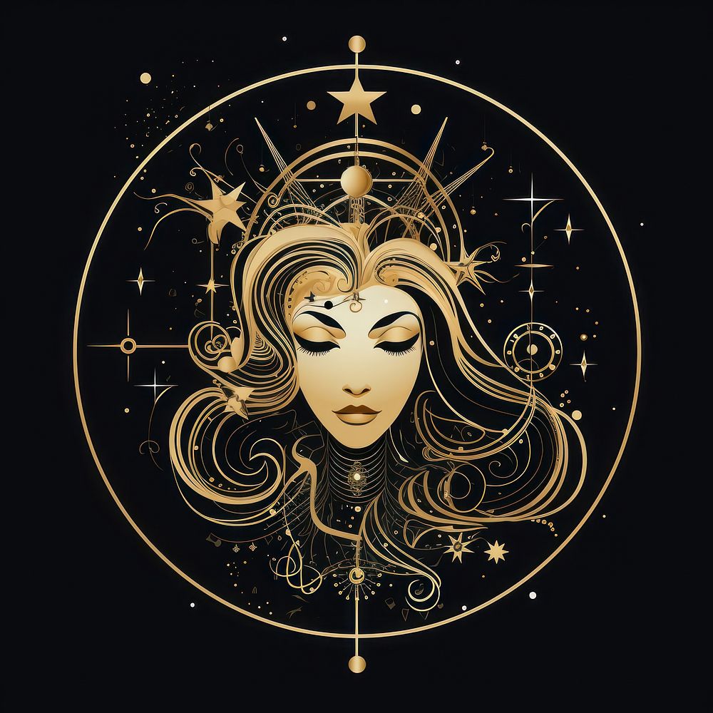 Surreal aesthetic zodiac logo art photography chandelier.