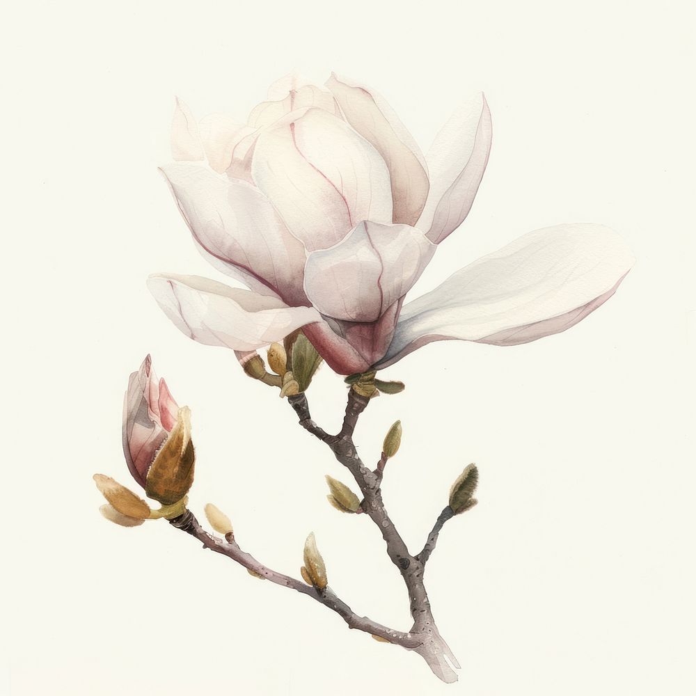 Magnolia flower blossom sprout plant.