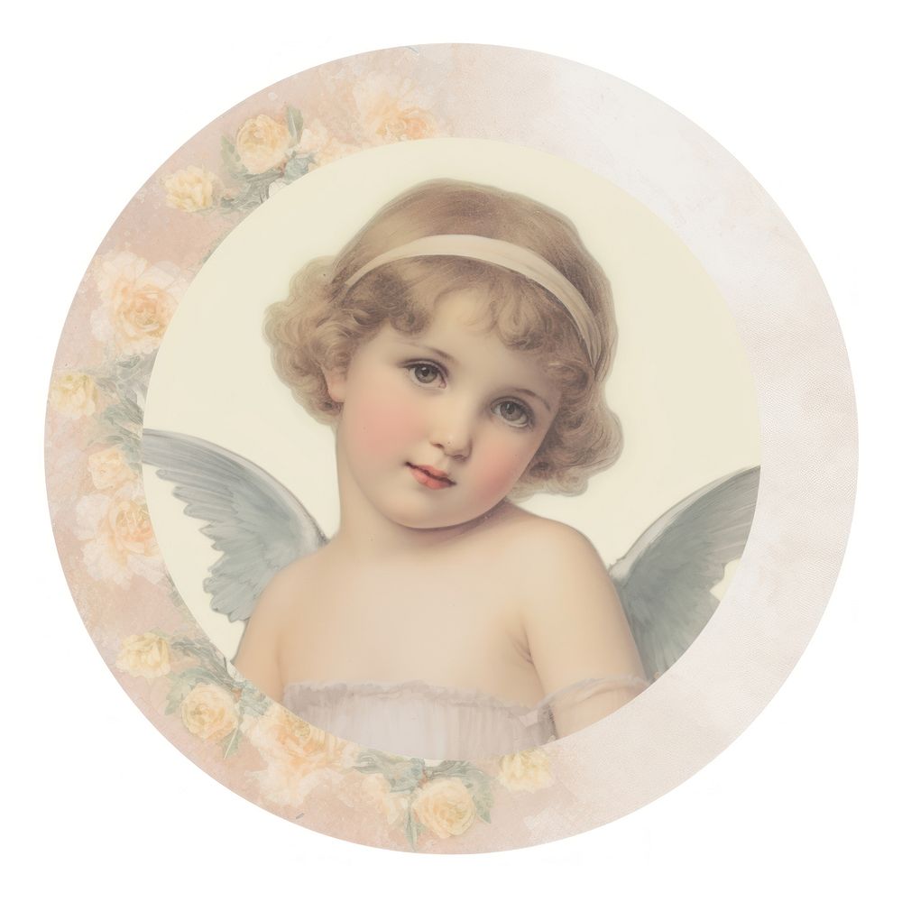 Angel and flower portrait baby art.