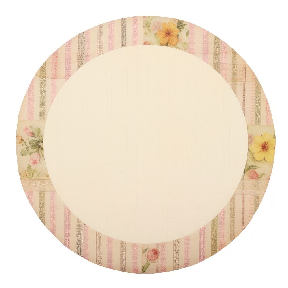 Vintage flowers plate white background tablecloth.