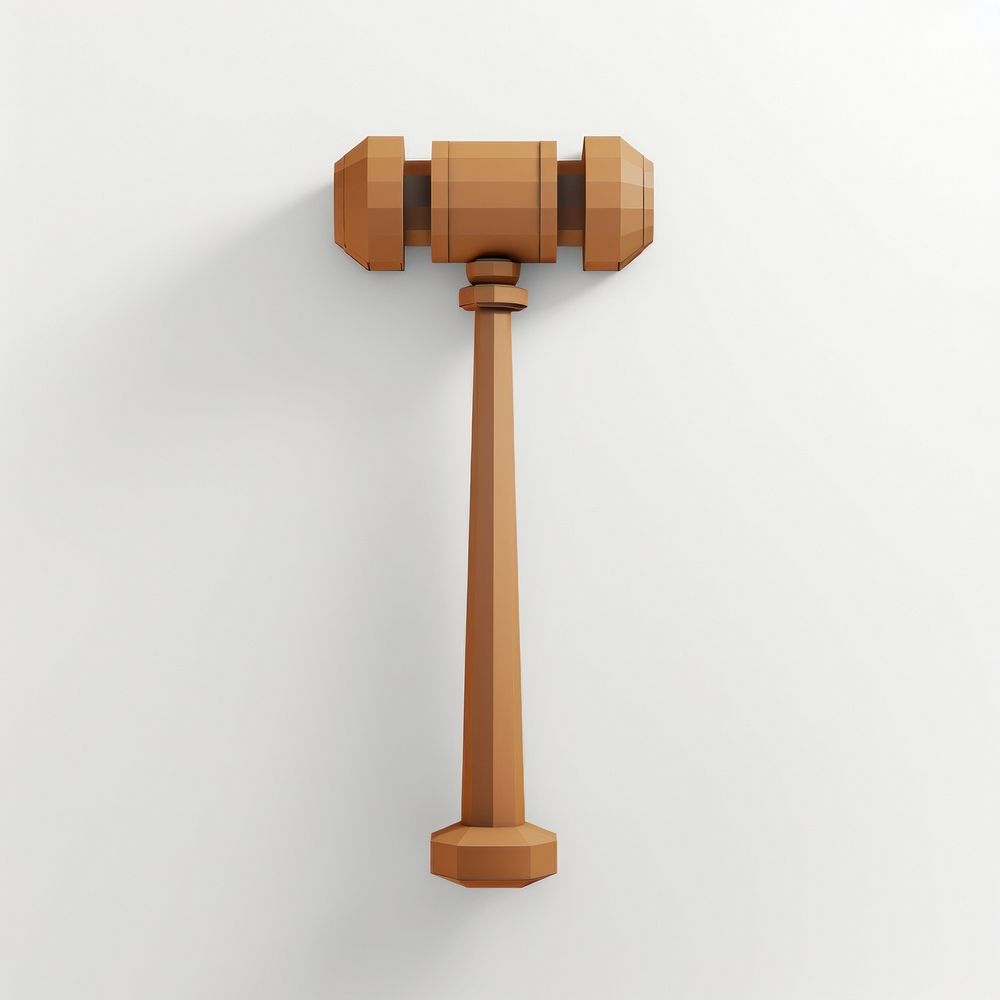 Brown law hammer paper art white background architecture device.