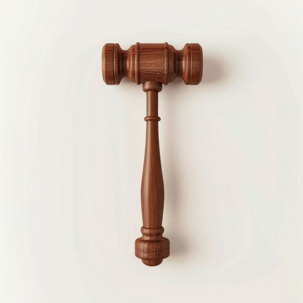 Brown law hammer paper art white background courthouse device.