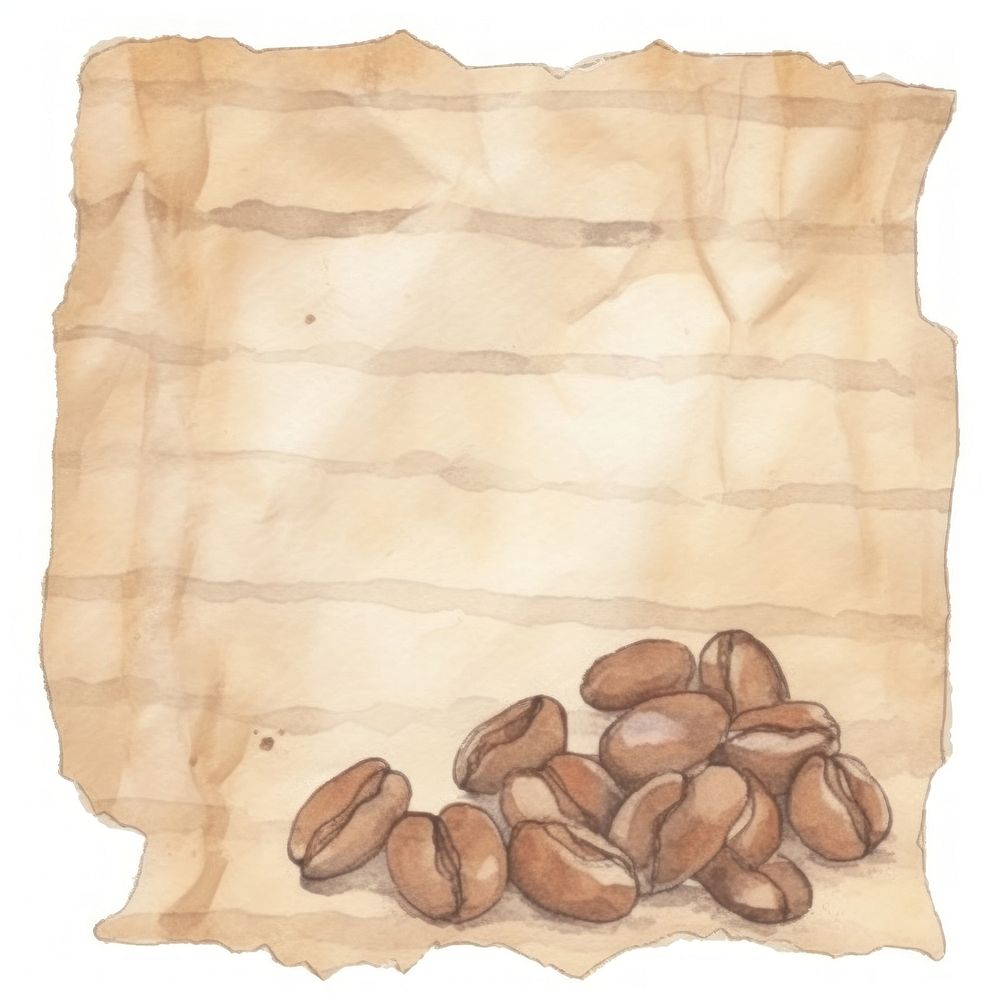Coffee beans sketch ripped paper backgrounds nut white background.