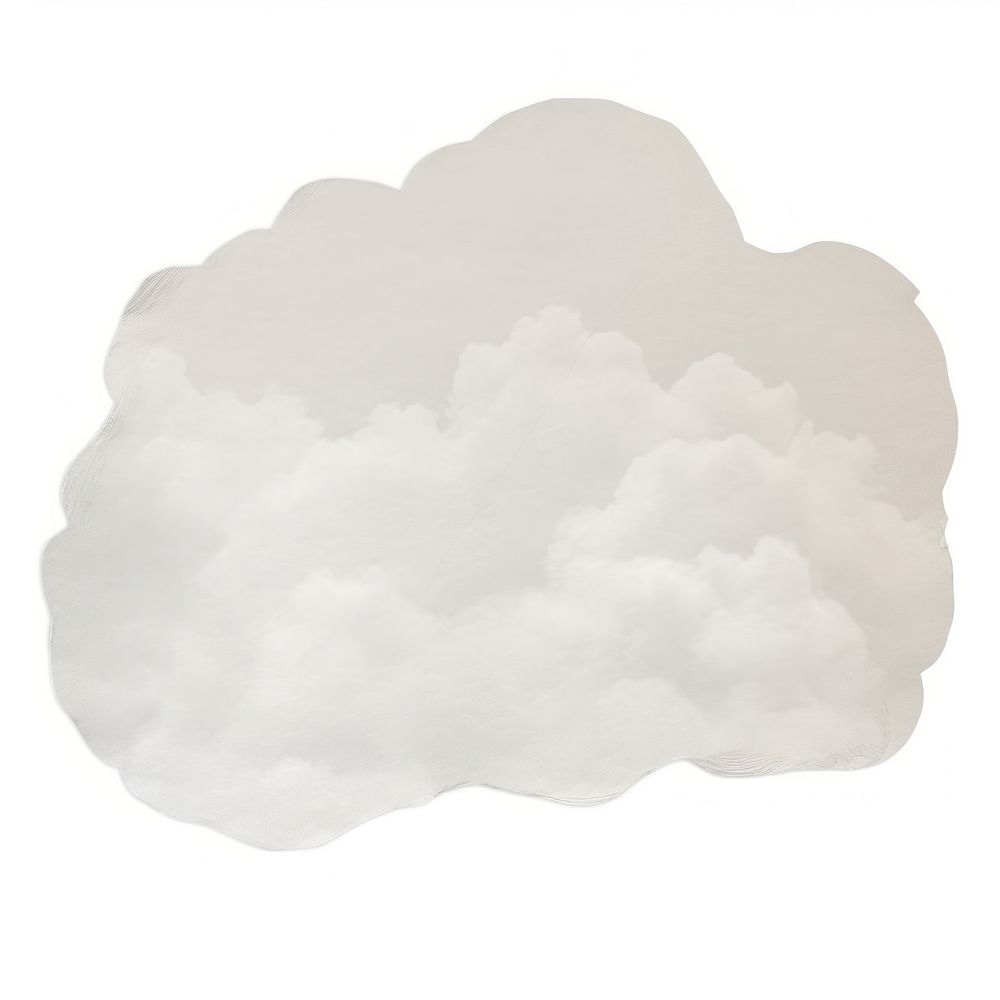 Cloud shape on ripped paper white white background simplicity.