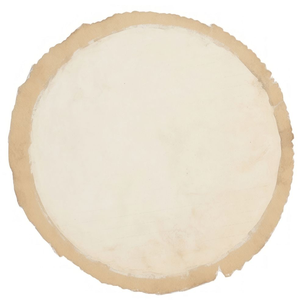 Aesthetic circle shape ripped paper drums white background membranophone.