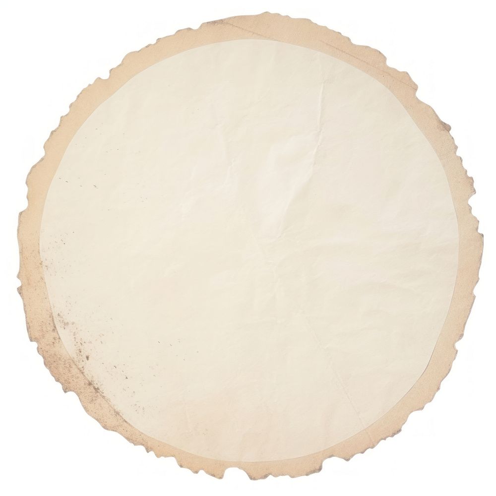 Aesthetic circle shape ripped paper white background percussion textured.