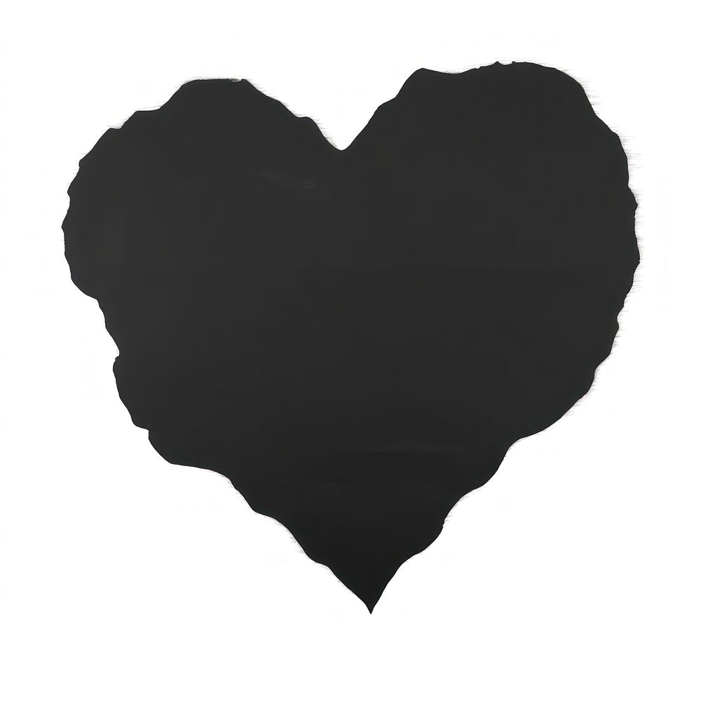 Black heart shape ripped paper white background silhouette moustache.