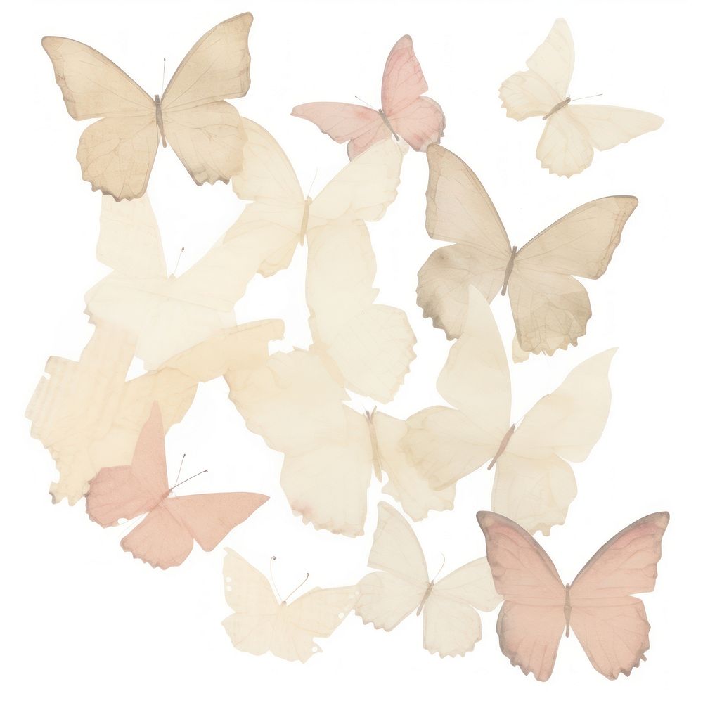 Butterflies shape ripped paper petal white background butterfly.
